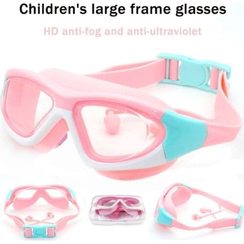 Childrens Large-frame Swimming Goggles Anti-fog Swimming Goggles for Boys and Girls Large-frame One-piece Earplugs