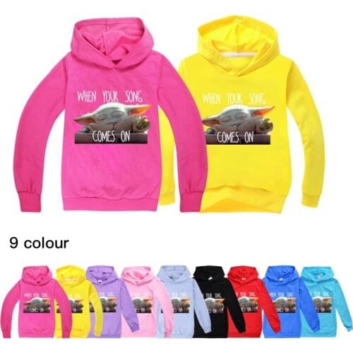 Childrens Hoodies Sports Toddler Boy Long Sleeve Shirt Baby Yoda Costumes for Kids Thanksgiving Shirt Girls Boys Hooded Tshirt