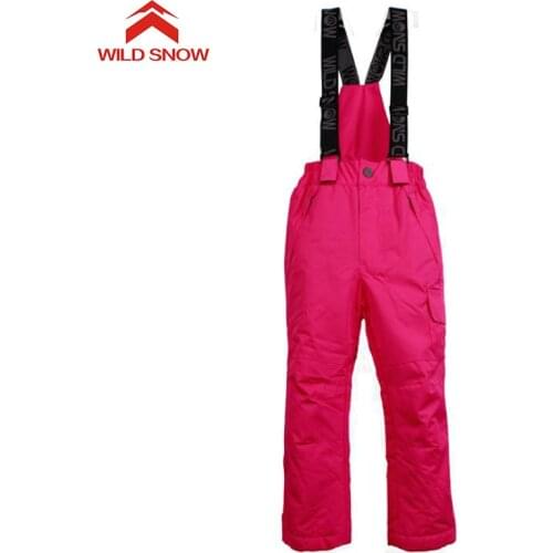 WILD SNOW Children Outerwear Warm Ski Pants Trousers Sporty Waterproof Windproof Boys Girls Pants Children Overall Trousers