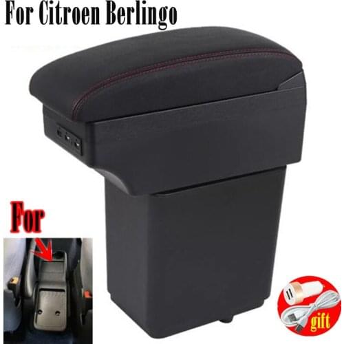 For Citroen Berlingo Armrest Retrofit parts For Peugeot Partner tepee Car Armrest Storage box car accessories Charging with USB
