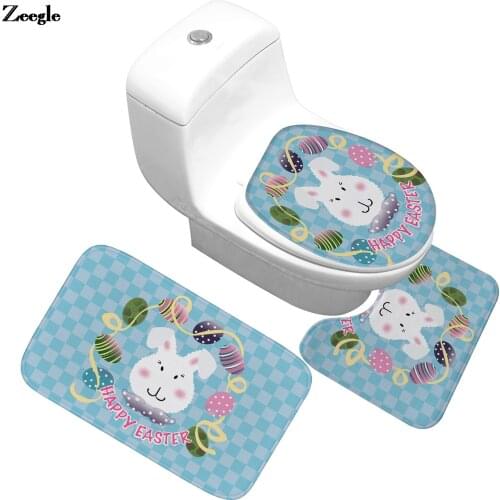 Flannel Bath Mat Set for Bathroom High Quality Toilet Mat Set Non-slip Memory Foam Toilet Seat Cover Shower Room Foot Rug Carpet