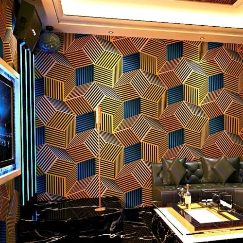 Geometric Wallpapers 3D Personalized Lattice Wall Paper Roll for Bar KTV Room Wall Decor Background Wallpaper Roll for Walls