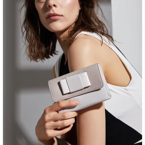 Head Layer Cowhide Leather Wallet Luxury Card Holder Clutch Casual Zipper Pocket Ladies