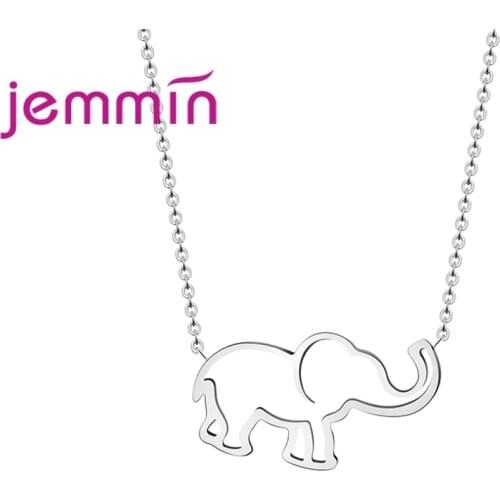 Hot Trendy Elephant Pendant Necklace Choker Animal Shape 925 Sterling Silver Jewelry for Girl Child Birthday Gift Jewelry