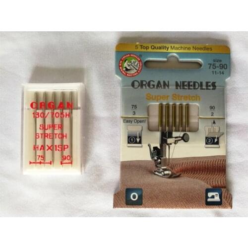 ORGAN NEEDLES 5PCS TOP QUALITY DOMESTIC SEWING MACHINE NEEDLES SUPER STRETCH FOR KNITTED FABRICS AND ELASTIC FABRIC 1BOX=5PCS