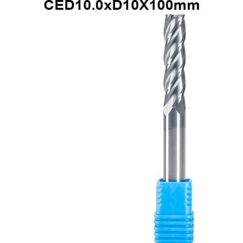 1pc End mill HRC55 Two Flute SHK 10mm Longer Sprial high strength tungsten steel milling cutter CNC carbide coated metal end mill