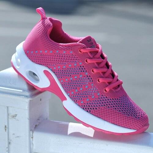 Womens shoes running sneakers summer fly woven casual breathable comfortable mesh elastic non-slip large size vulcanized shoes