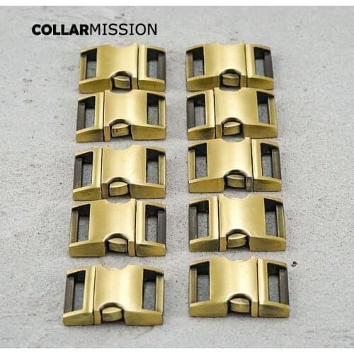 50pcs/lot Metal side release curved buckles durable hardware security lock dog collars diy accessory Zinc Alloy Copper CK20QT02