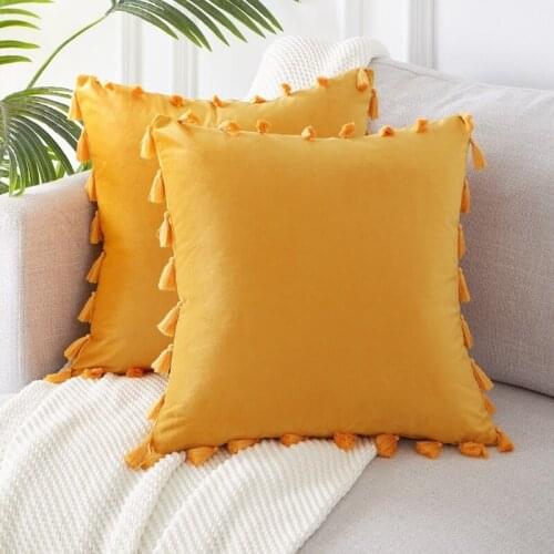 7 Colors Soft Velvet Cushion Cover Tassel Decorative Pillows Throw Pillow Case Luxury Home Decor Living Room Sofa Seat Coffee