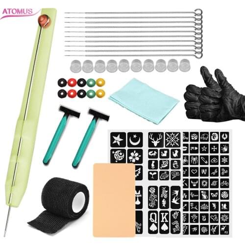 New Stainless Steel Tattoo Needles Kit Professional Sterilized Tattoo Templates Body Painting Pen Needle Stick Poke Liner