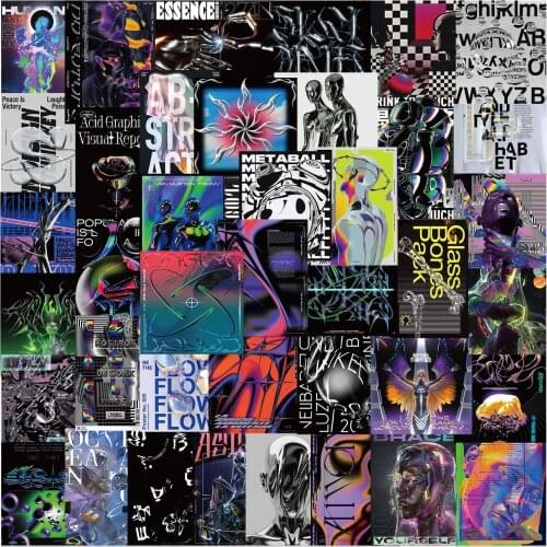 10/40PCS Acid Design Science Fiction Cool Stickers Aesthetic Laptop Motorcycle Water Bottle DIY Waterproof Graffiti Decal