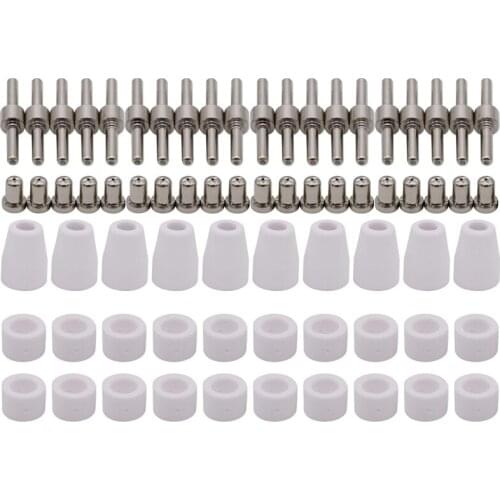 70Pcs Plasma Cutting Torch Consumable Cutting Extended Long Shield Cup 40A PT31 Plasma Torch Tip Electrode Nozzle