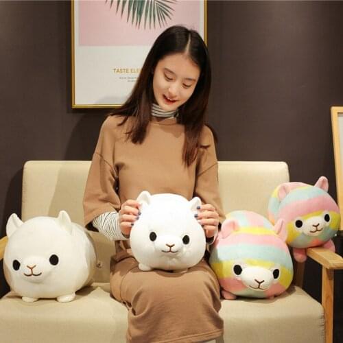 45cm Cute Lying Rainbow Alpaca Plush Toy Vicugna Pacos Japanese Super Soft Alpacasso Sheep Llama Stuffed Gift for kids and Girls