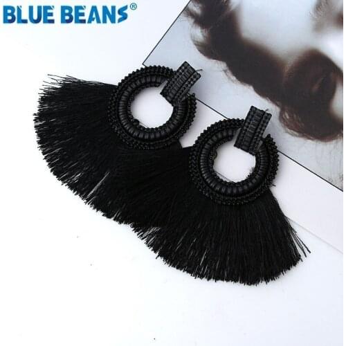 Tassel earrings for women bohemian trendy statement long drop earring handmade geometric Black fringe fashion 2019 Jewelry