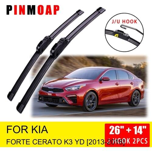 For Kia Forte Cerato K3 YD 2013 2014 2015 2016 2017 2018 Front Wiper Blades Brushes Cutter Accessories U J Hook