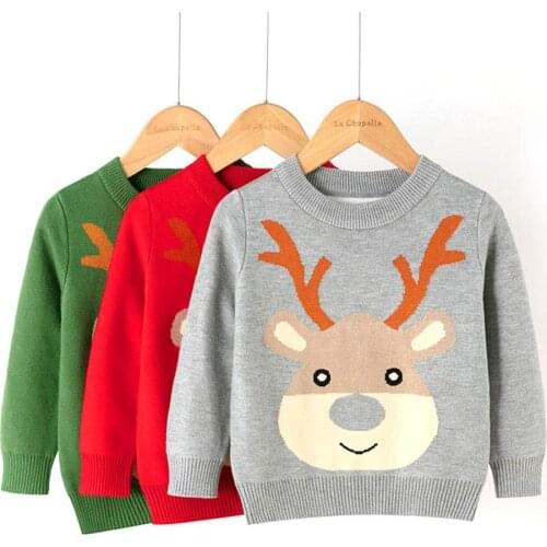 Girls Sweater Christmas New Year Costume Kids Winter Wools Printing Winter Top Clothes Tops Knit Boys For Girls 100- Sweate A0M5