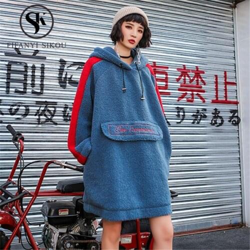 Autumn Winter Women Sweatshirt Thick Warm Lambswool Hoodies Loose Long sleeve Pullover Female Fashion Hoodie Jacket Sweatshirts