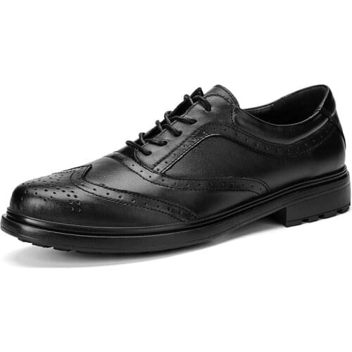 Fashion Brogues leather shoes men Business shose Classic Genuine leather Men shoes black leather casual shoes men flats