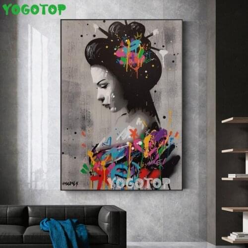Japanese Woman Graffiti Art diamond Painting square round drill mosaic Puzzles picture diamond Cross Stitch Sexy Woman YY5097