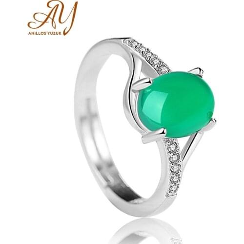 Anillos Yuzuk Womens Rings 925 Sterling Silver Jewelry Ring With Oval Cut Blue Red Green Agate Ring Wedding Gifts Adjust Size