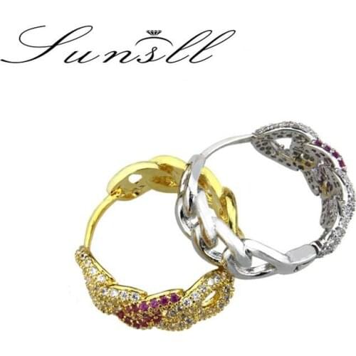 SUNSLL New Fashion hoop earrings cubic zirconia round earrings for women fashion party anniversary jewelry earrings gifts