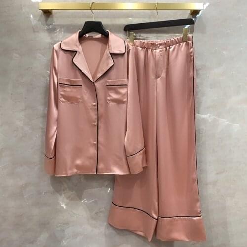 Early Spring New 2021 Sweet Polyester Two Piece Set Long Sleeve Warm Coat+ Casual Elastic Trousers Pink Pajamas Suit For Ladies