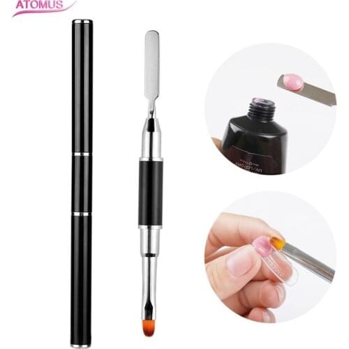 1pc New Dual-use Pen Steel Push Manicure Light Therapy Crystal Pen Painted Crystal Carved Brush UV Gel Nails Makeup Tools