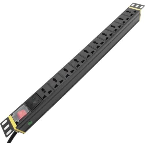 10 AC PDU Power Strip Aluminum alloy Cabinet Double Break Switch AC OUTLET Universal Socket