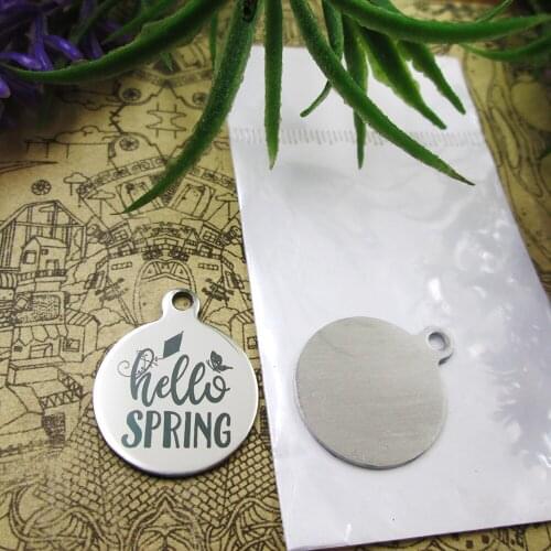 20pcs--"Hello Spring"stainless steel charms 5 styles for choosing DIY Charms for necklace bracelets