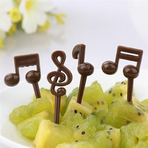 16pc/set Colorful Dessert Forks Table Decorating Fruit Fork Home Party Fruits Food Picks Disposable Musical Note Fruit Fork