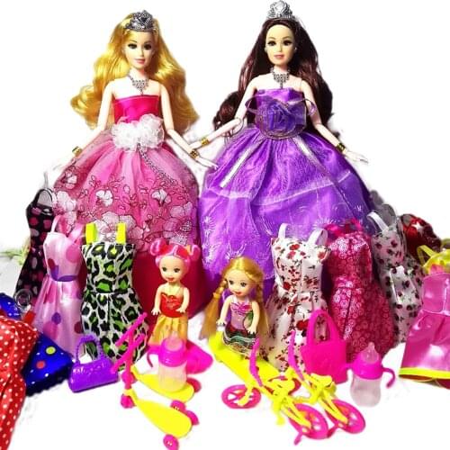 2PC Doll + 30Accessories New Favorite Princess Dolls Fashion Wedding Party Dress Best Birthday Gift for Girl diy toys BJD Doll