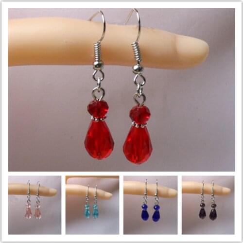 2020 New Cute crystal Waterdrop Bead Beads Drop Earrings 8 *12 mm Teardrop glass beads Woman Dangle Earrings Party Jewelry