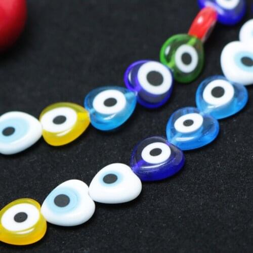 Beautiful Bead 31pcs Heart Shape Eyes Millefiori Flower Lampwork Glass Beads 11mmx11mm