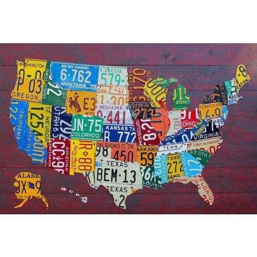 5d DIY Diamond Painting License Plate Map of The United States Full Drill Embroidery Cross Stitch Mosaic Craft Home Decor Gift