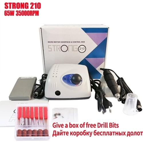 65W 35000RPM Strong 210 204 90 Electric Nail Drill Machine 105 102L Handpiece Manicure Pedicure Nail File Bit Nail Art Equipment