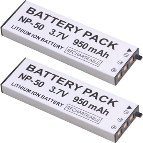 2Pcs 950mAh NP-50 NP50 Battery for Casio Exilim EX-V7, EX-V7R, EX-V8, EX-V8SR cameras Batteries