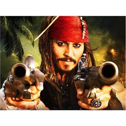 Pirates DIY 5D Diamond Painting Johnny Depp Mosaic Embroidery Cross Stitch Full Square/Round Drill Home Decor DW008
