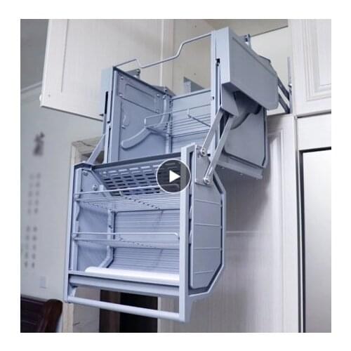 Damping Catamaran Storage to Refrigerator Top Cabinet Height Adjustable Basket Large-Volume Height Adjustable Cabinet Kitchen