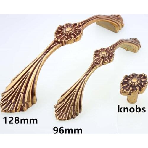 128mm antique gold dresser kitchen cabinet dresser door handles 96mm europe brass drawer cabinet pulls knobs 5" retro handles