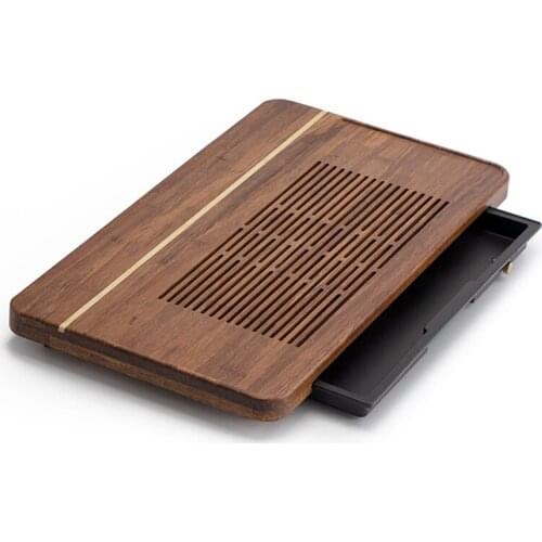 LUWU Bamboo Tea Tray Heavy Bamboo Kung Fu Serving Trays Tea Table Accessories