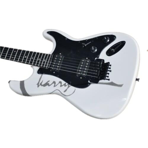 Free shipping custom electric guitar,tremolo bridge,HH pickups,black buttons,rosewood fretboard,white guitar