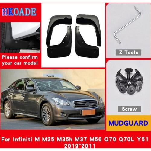 Car Fender Mud Flaps For Infiniti M M25 M35h M37 M56 Q70 Q70L Y51 2011-2019 Mudguards Splash Guards Fender Mudflaps Car Fender