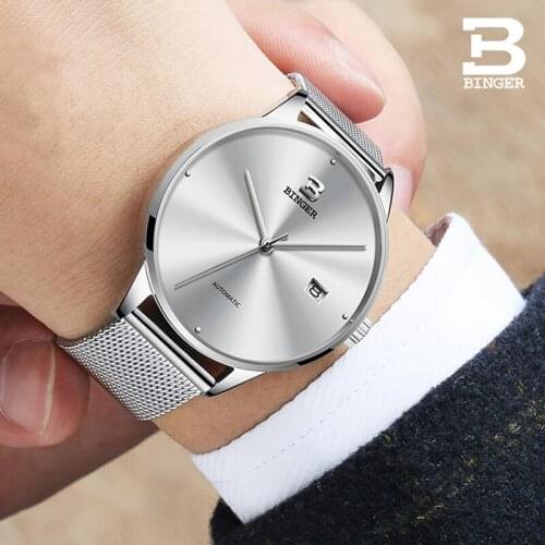 BINGER New Watch Men Brand Military WristWatches Men Full Steel Automatic Machinery Men Watch Clock Waterproof Relogio Masculino