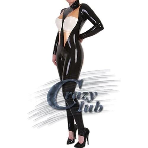 Crazy club_Latex Catsuit Clothes Latex leotard multicolor type latex catsuit with holes latex catsuit crotchless Fast Delivery