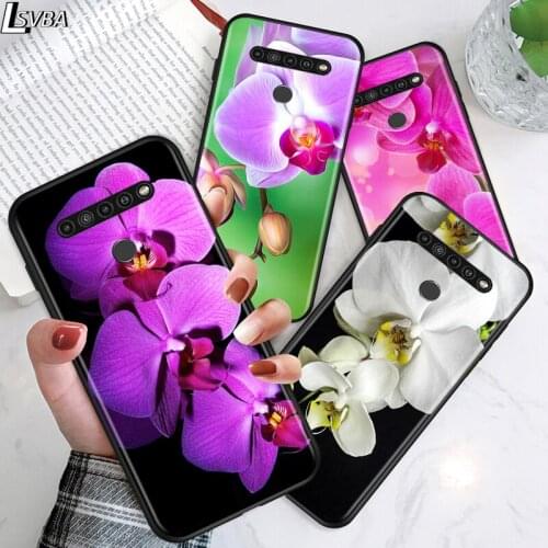 Orchid Flowers for LG G8 G8S G8X V30 V35 V40 V50 V60 ThinQ Q60 K40 K50 K51 K61 K71 K92 K62 Soft Black Phone Case