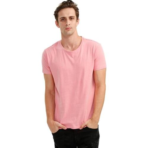 ZANSTYLE Solid Color Basic Men Summer T Shirt 100% Cotton High Quality Casual Shirts Crew Neck Short Sleeves Blue Male Tops