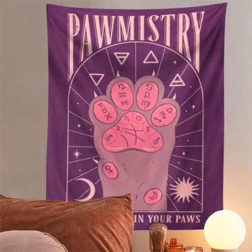Cat Paws Tapestry Witchcraft Tarot Tapestry Bohemian Style Decoration Home Decor