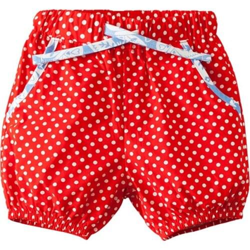 Little Maven New Summer Kids Clothing Red Dots Printed Quality Cotton Knitted Drawstring Girls Casual Elastic Thin Waist Shorts