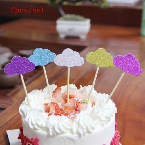 Colorful Cloud Heart Shape Cupcake Toppers Insert Cards With Toothpick Dessert Decoration Birthday Wedding Party Decoration