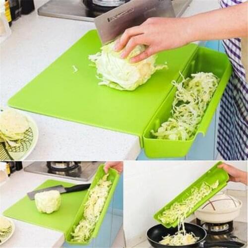 Creative Kitchen Cutting Board 2 In 1 Foldable Chopping Blocks Plastic Thickening Non-slip Cutting Board With Storage Basket